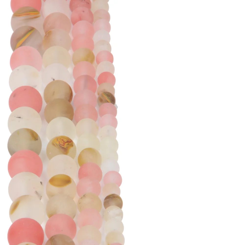 Polish Round Matte Frosted Tiger Eye Turquoises Agates Natural Stone Beads Amazonite Loose Beads for Bracelet Jewelry Making
