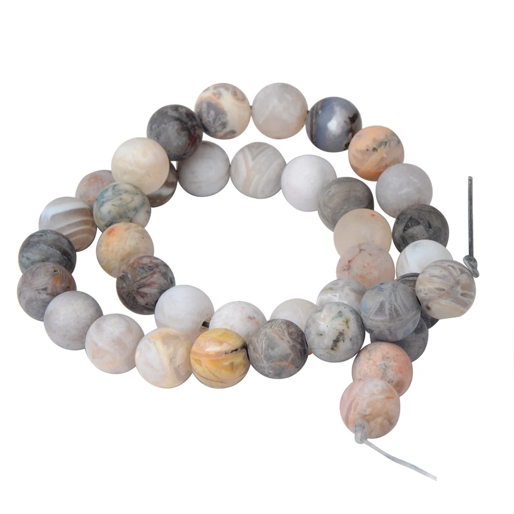 Polish Round Matte Frosted Tiger Eye Turquoises Agates Natural Stone Beads Amazonite Loose Beads for Bracelet Jewelry Making