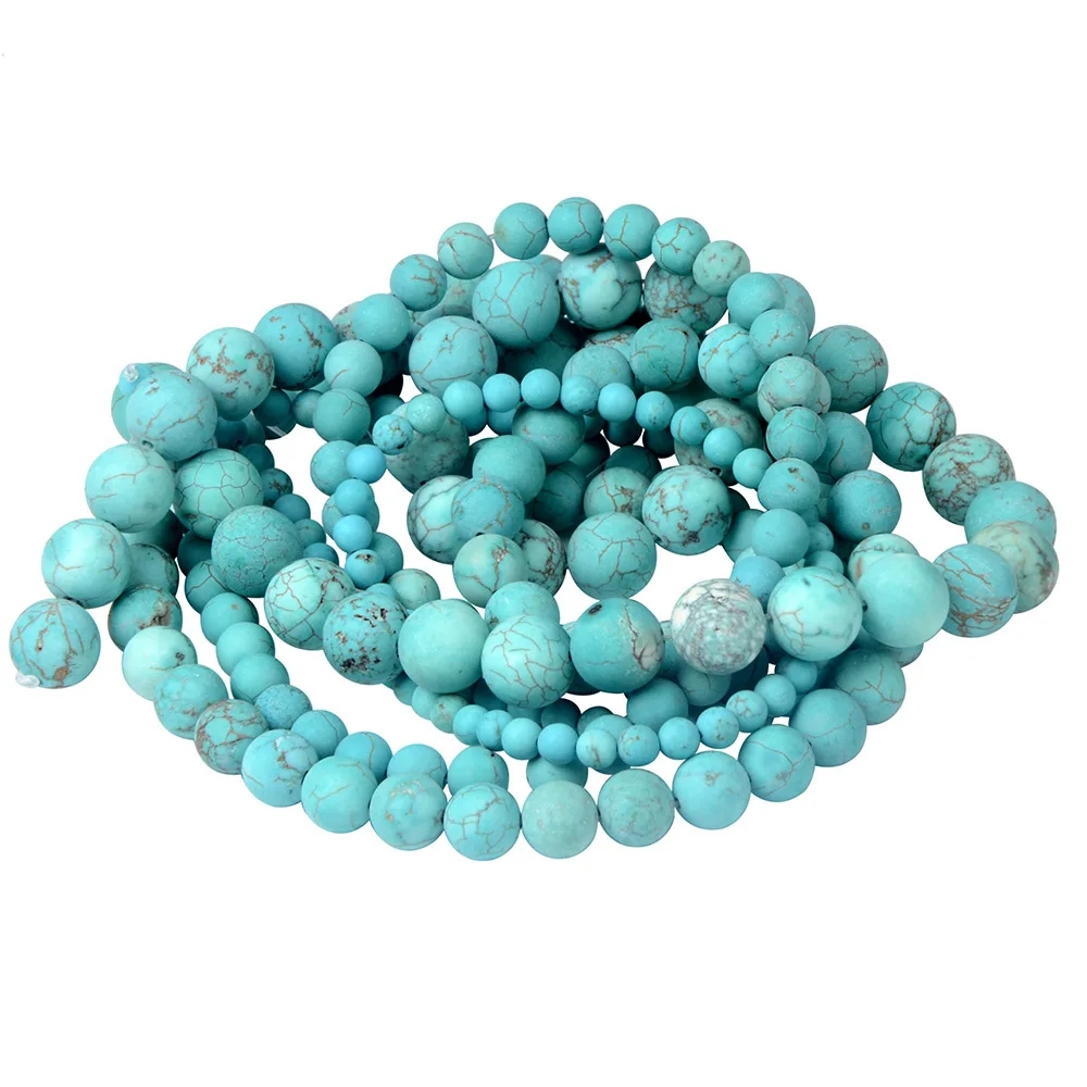 Polish Round Matte Frosted Tiger Eye Turquoises Agates Natural Stone Beads Amazonite Loose Beads for Bracelet Jewelry Making