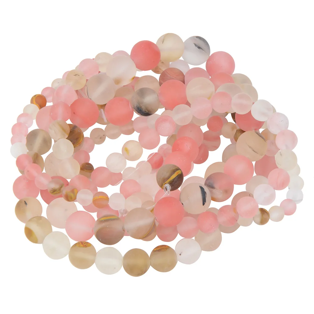 Polish Round Matte Frosted Tiger Eye Turquoises Agates Natural Stone Beads Amazonite Loose Beads for Bracelet Jewelry Making