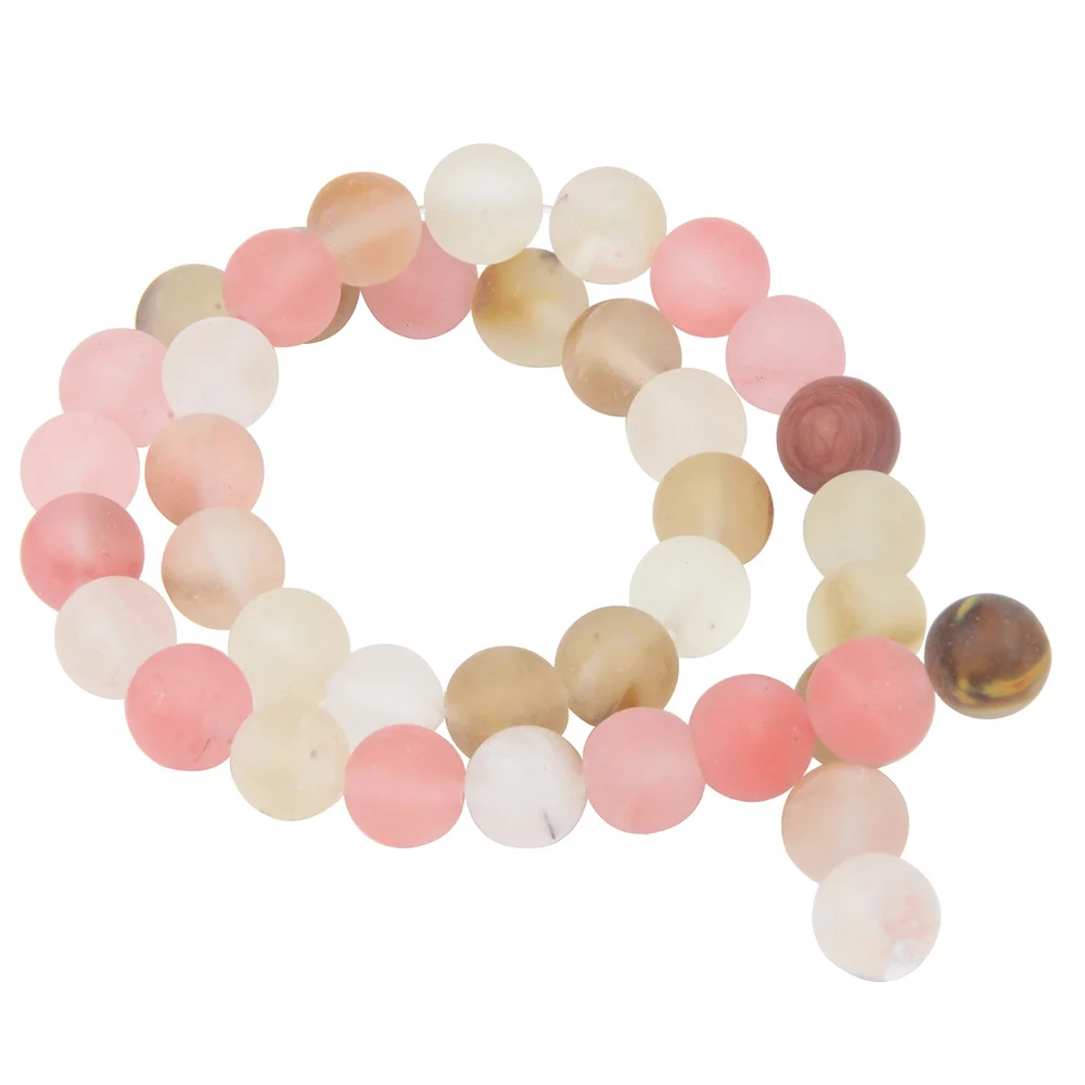 Polish Round Matte Frosted Tiger Eye Turquoises Agates Natural Stone Beads Amazonite Loose Beads for Bracelet Jewelry Making