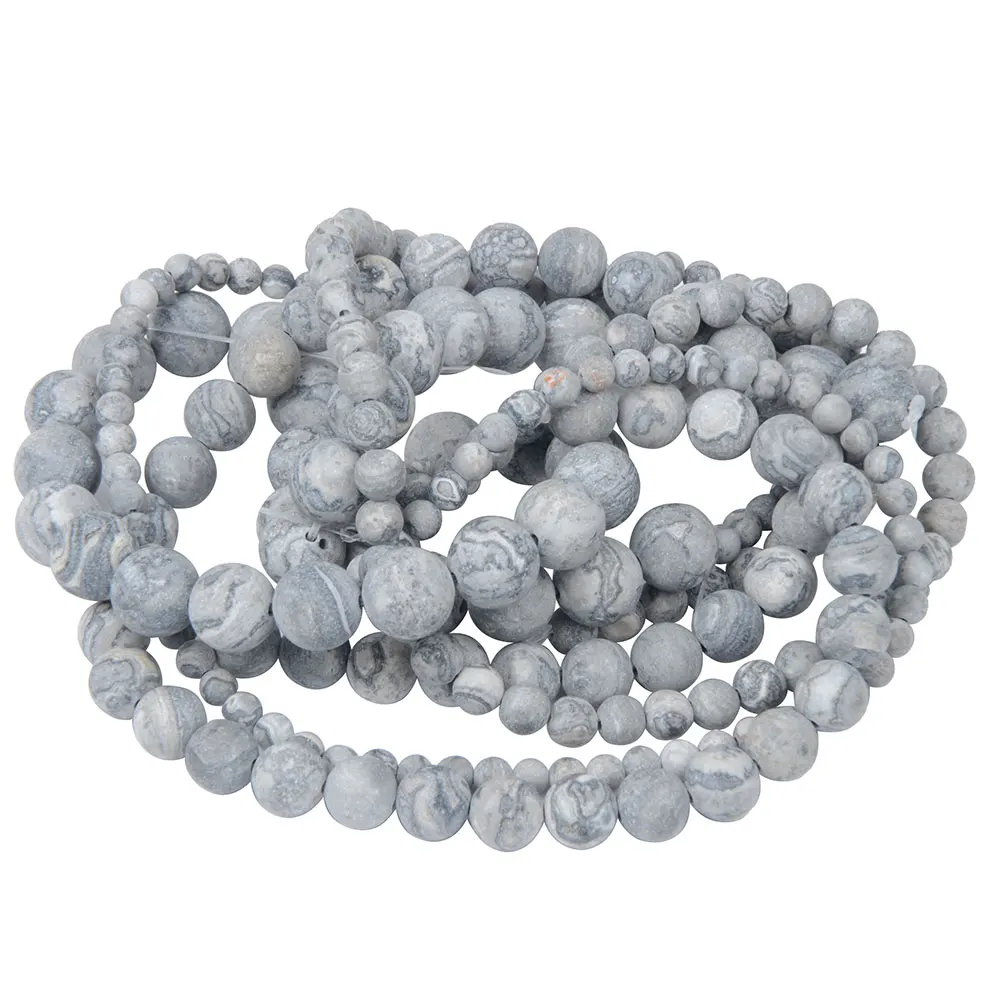 Polish Round Matte Frosted Tiger Eye Turquoises Agates Natural Stone Beads Amazonite Loose Beads for Bracelet Jewelry Making