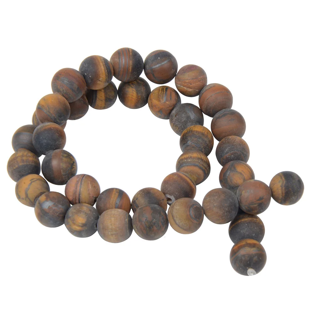 Polish Round Matte Frosted Tiger Eye Turquoises Agates Natural Stone Beads Amazonite Loose Beads for Bracelet Jewelry Making