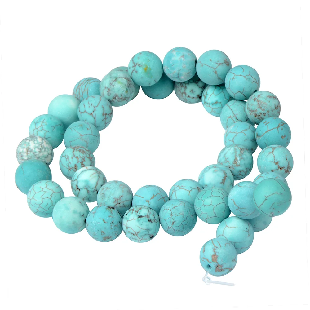 Polish Round Matte Frosted Tiger Eye Turquoises Agates Natural Stone Beads Amazonite Loose Beads for Bracelet Jewelry Making