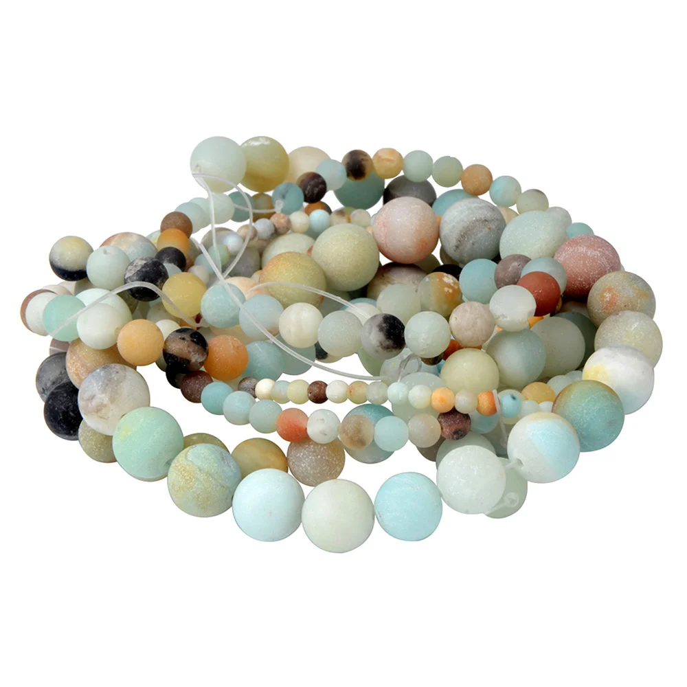 Polish Round Matte Frosted Tiger Eye Turquoises Agates Natural Stone Beads Amazonite Loose Beads for Bracelet Jewelry Making