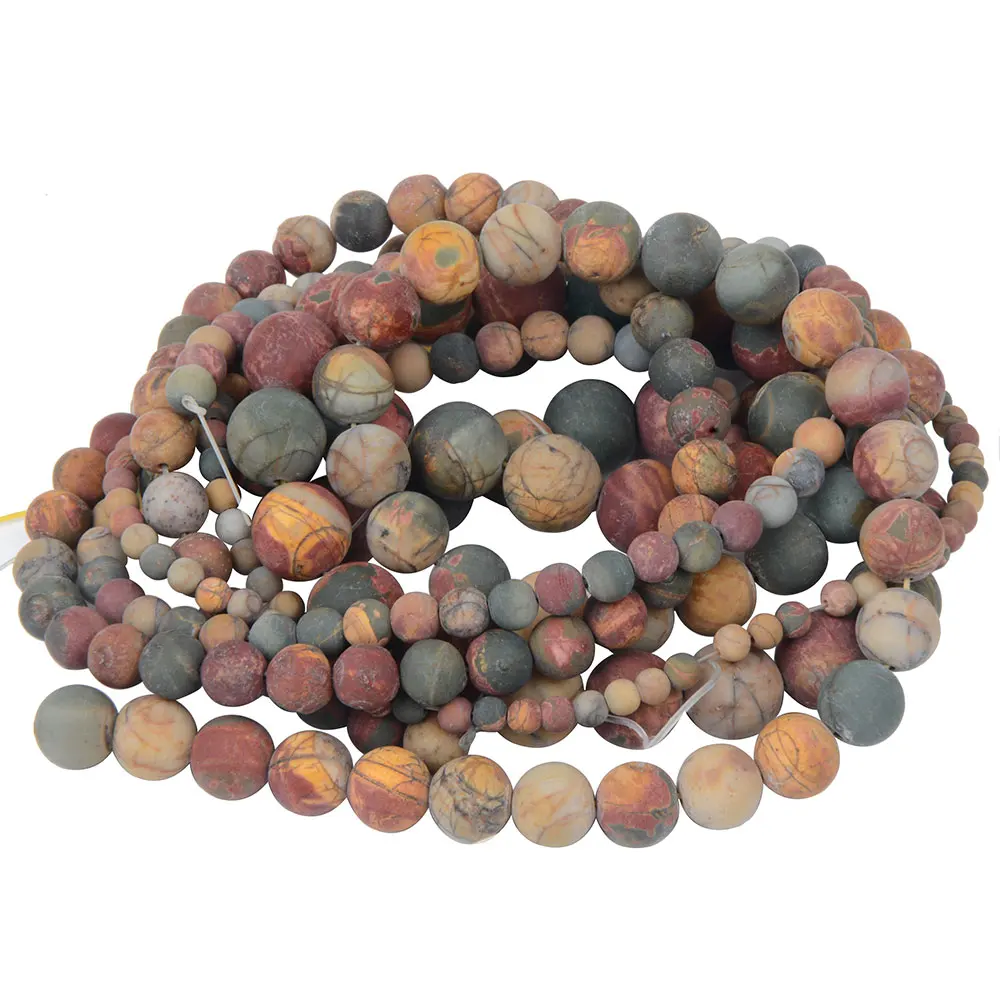 Polish Round Matte Frosted Tiger Eye Turquoises Agates Natural Stone Beads Amazonite Loose Beads for Bracelet Jewelry Making