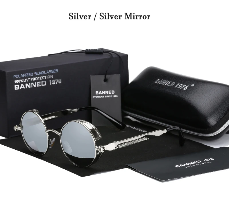 2020 Retro Round Metal HD Polarized Punk Steampunk Sunglasses For Women Men,Vintage Sun Glasses Oculos De Sol Meminino Masculino