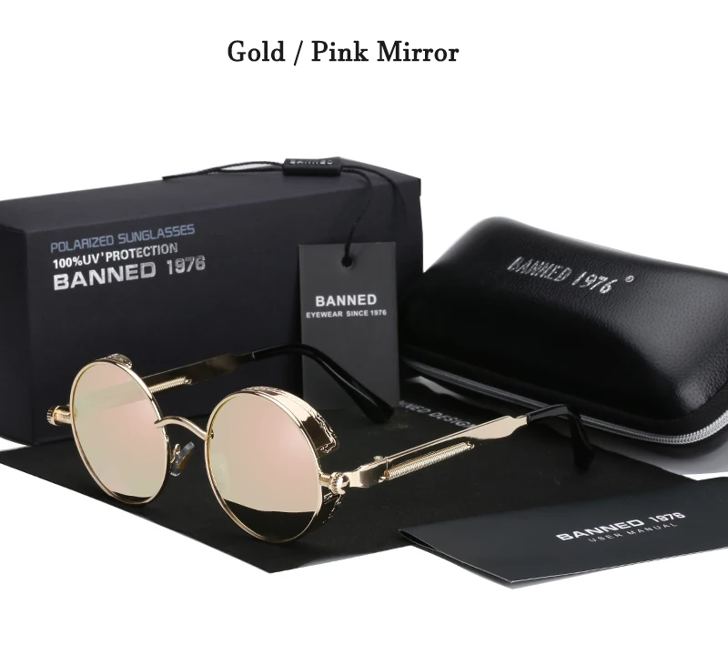 2020 Retro Round Metal HD Polarized Punk Steampunk Sunglasses For Women Men,Vintage Sun Glasses Oculos De Sol Meminino Masculino