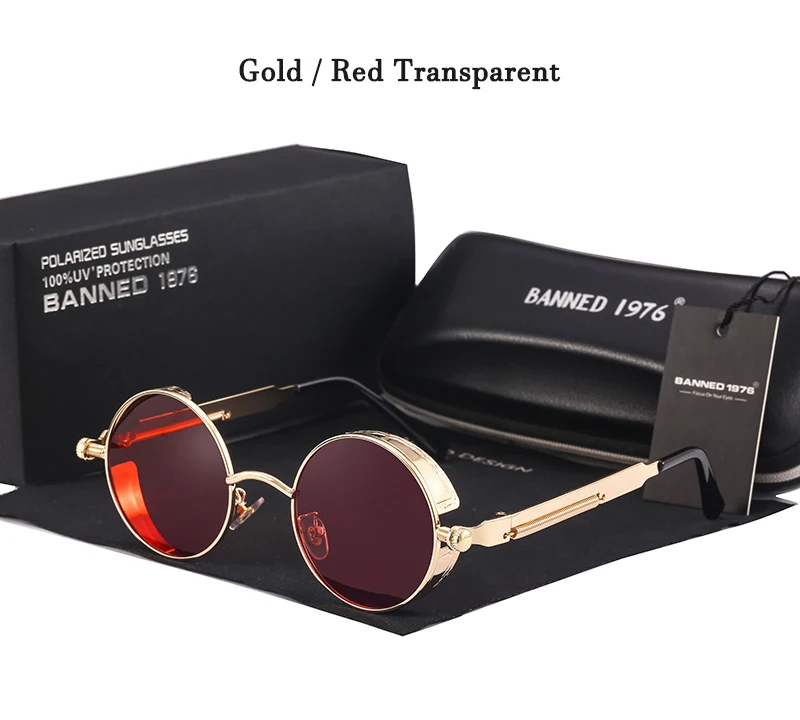 2020 Retro Round Metal HD Polarized Punk Steampunk Sunglasses For Women Men,Vintage Sun Glasses Oculos De Sol Meminino Masculino