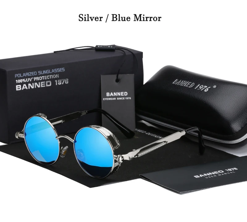 2020 Retro Round Metal HD Polarized Punk Steampunk Sunglasses For Women Men,Vintage Sun Glasses Oculos De Sol Meminino Masculino