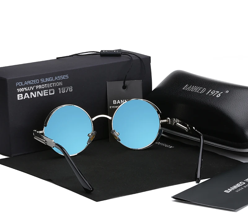 2020 Retro Round Metal HD Polarized Punk Steampunk Sunglasses For Women Men,Vintage Sun Glasses Oculos De Sol Meminino Masculino