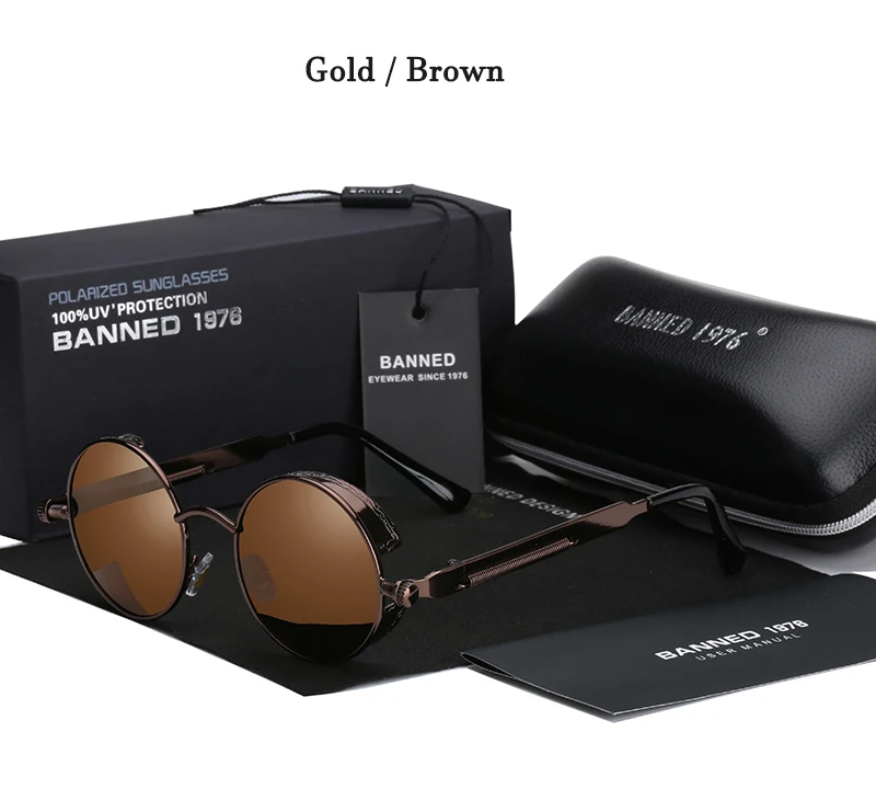 2020 Retro Round Metal HD Polarized Punk Steampunk Sunglasses For Women Men,Vintage Sun Glasses Oculos De Sol Meminino Masculino