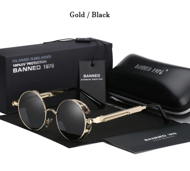 2020 Retro Round Metal HD Polarized Punk Steampunk Sunglasses For Women Men,Vintage Sun Glasses Oculos De Sol Meminino Masculino