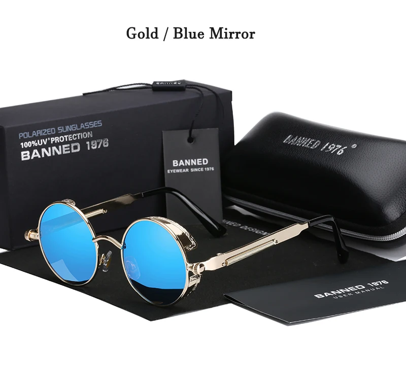 2020 Retro Round Metal HD Polarized Punk Steampunk Sunglasses For Women Men,Vintage Sun Glasses Oculos De Sol Meminino Masculino