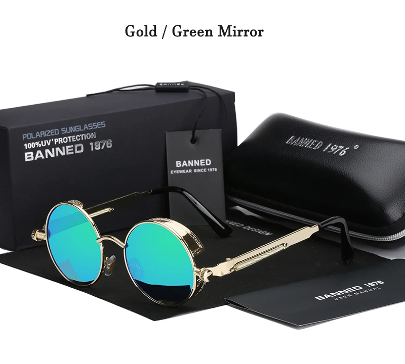 2020 Retro Round Metal HD Polarized Punk Steampunk Sunglasses For Women Men,Vintage Sun Glasses Oculos De Sol Meminino Masculino