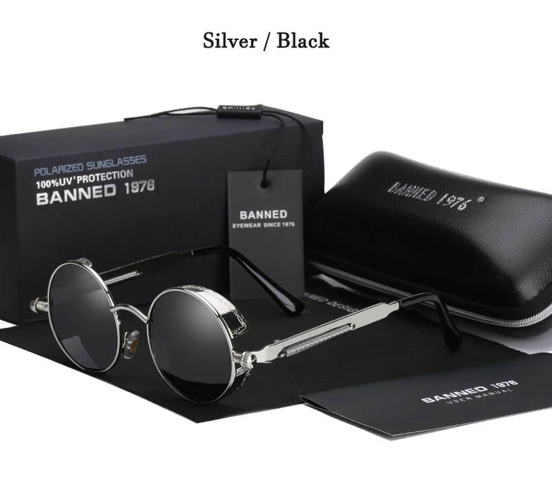 2020 Retro Round Metal HD Polarized Punk Steampunk Sunglasses For Women Men,Vintage Sun Glasses Oculos De Sol Meminino Masculino