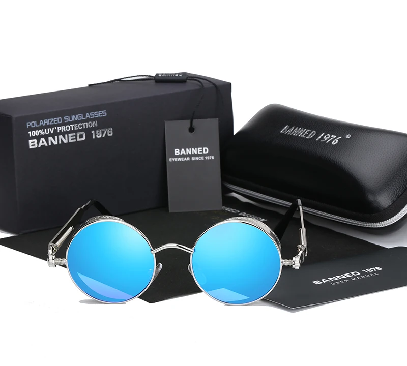 2020 Retro Round Metal HD Polarized Punk Steampunk Sunglasses For Women Men,Vintage Sun Glasses Oculos De Sol Meminino Masculino