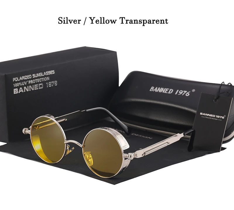 2020 Retro Round Metal HD Polarized Punk Steampunk Sunglasses For Women Men,Vintage Sun Glasses Oculos De Sol Meminino Masculino