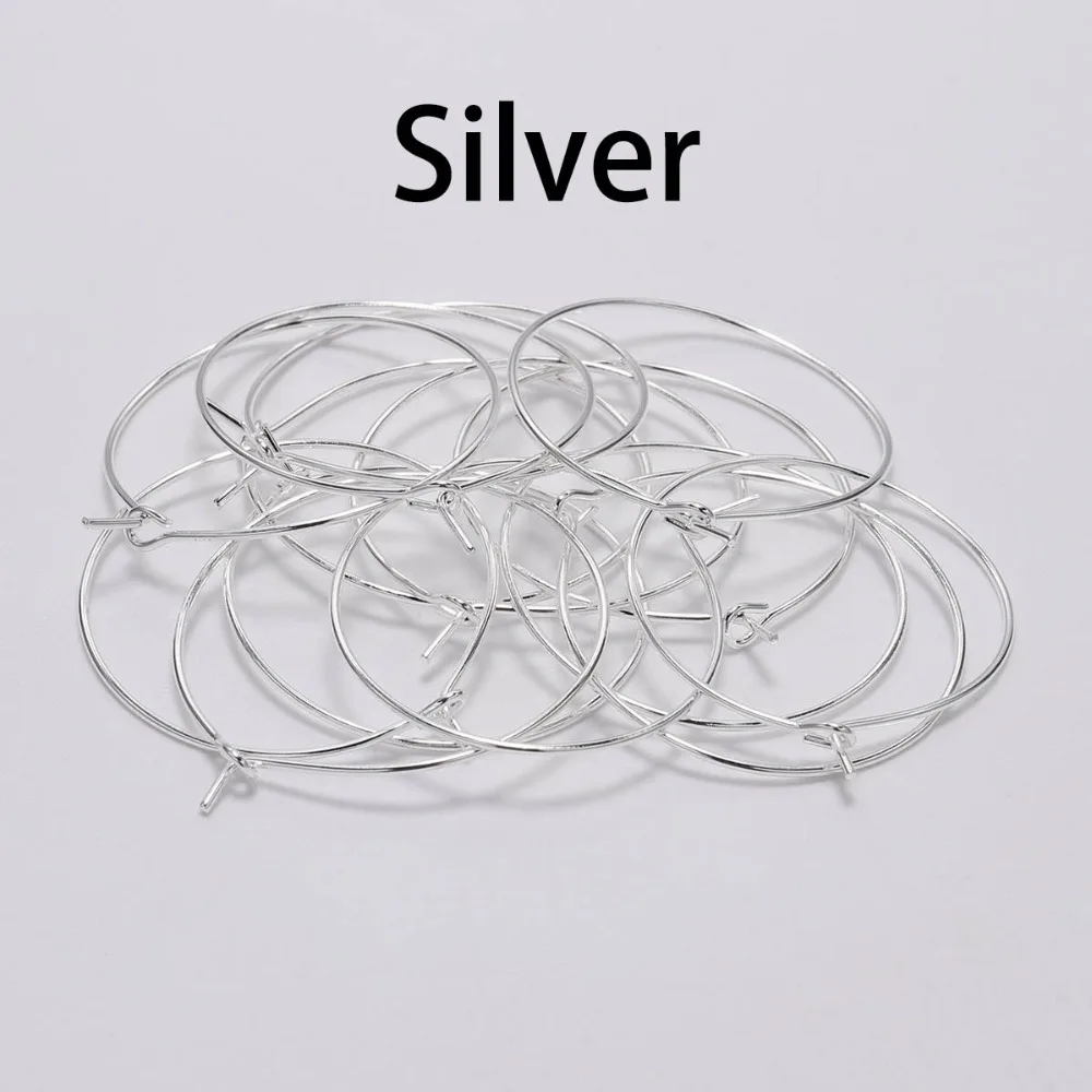 50pcs/lot 20 25 30 35 mm KC Gold Hoops Earrings Big Circle Ear Wire Hoops Earrings Wires For DIY Jewelry Making Supplies