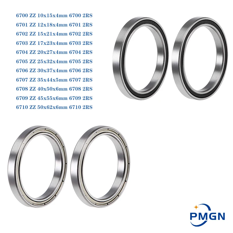 2/5pcs Bearing 608 6700 6701 6702 6703 6704 6705 6706 6707 6708 6709 6710 -2RS ZZ Ultra Thin Wall Rubber Shielded Ball Bearings