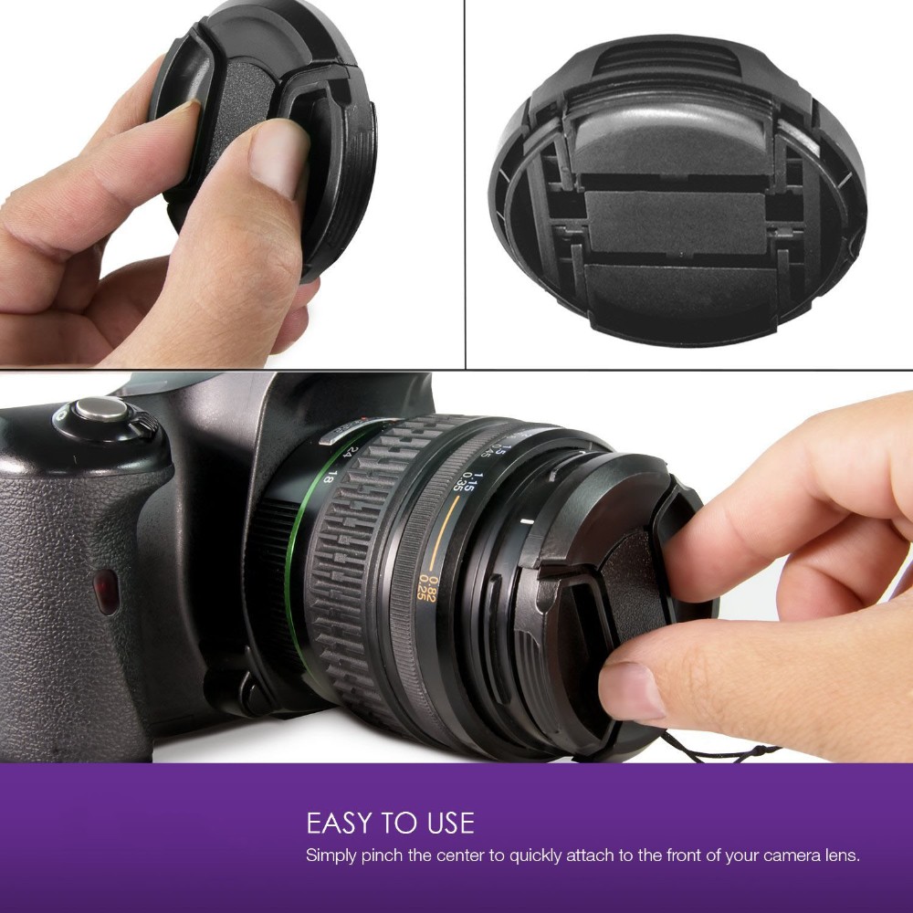 Camera Lens Cap Protection Cover 52MM 55MM 58MM 62MM 67MM 72MM 77MM 82MM Anti-lost Rope for Canon Nikon Sony Accessories