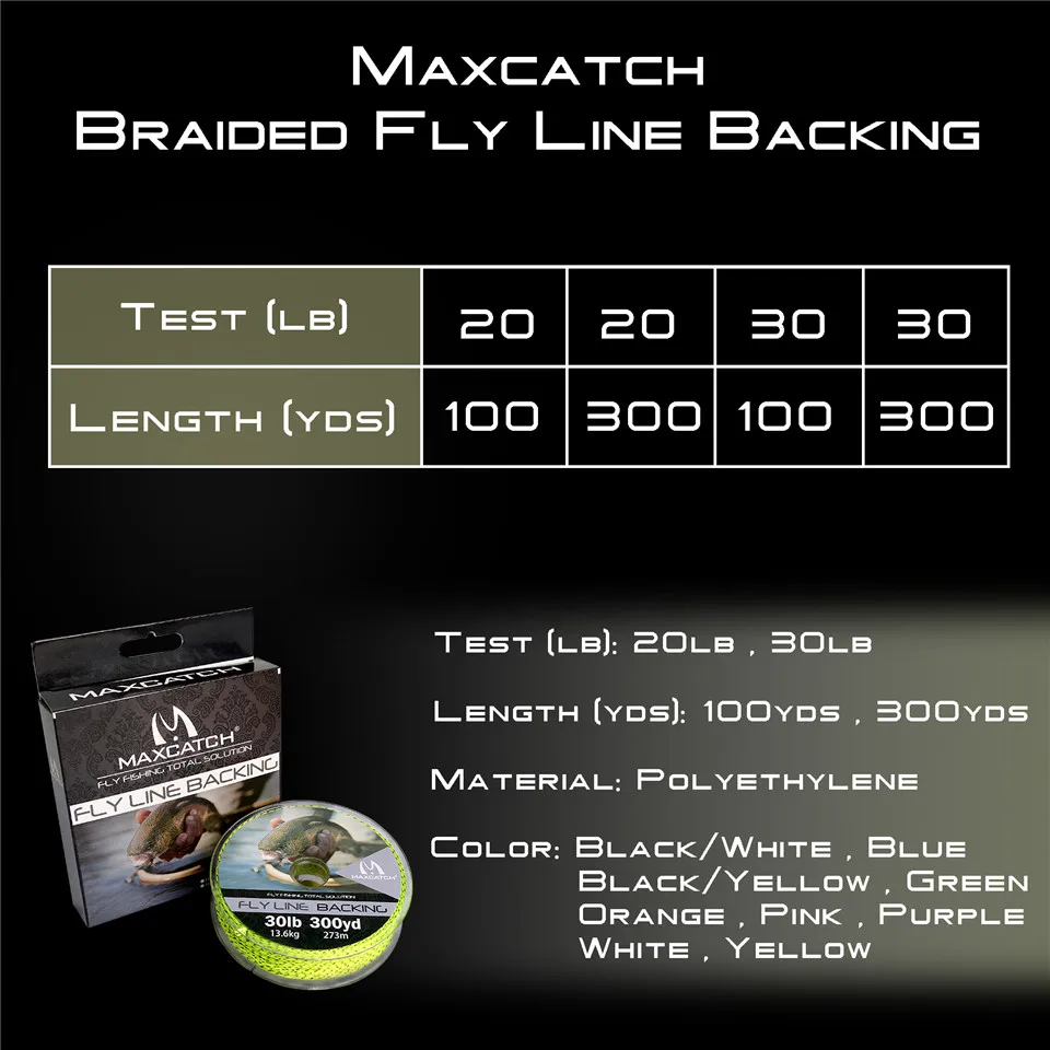 Maximumcatch Backing Fly Line 100/300Yards 20/30LB Multi Color Backing Line Braided Fly Fishing Line