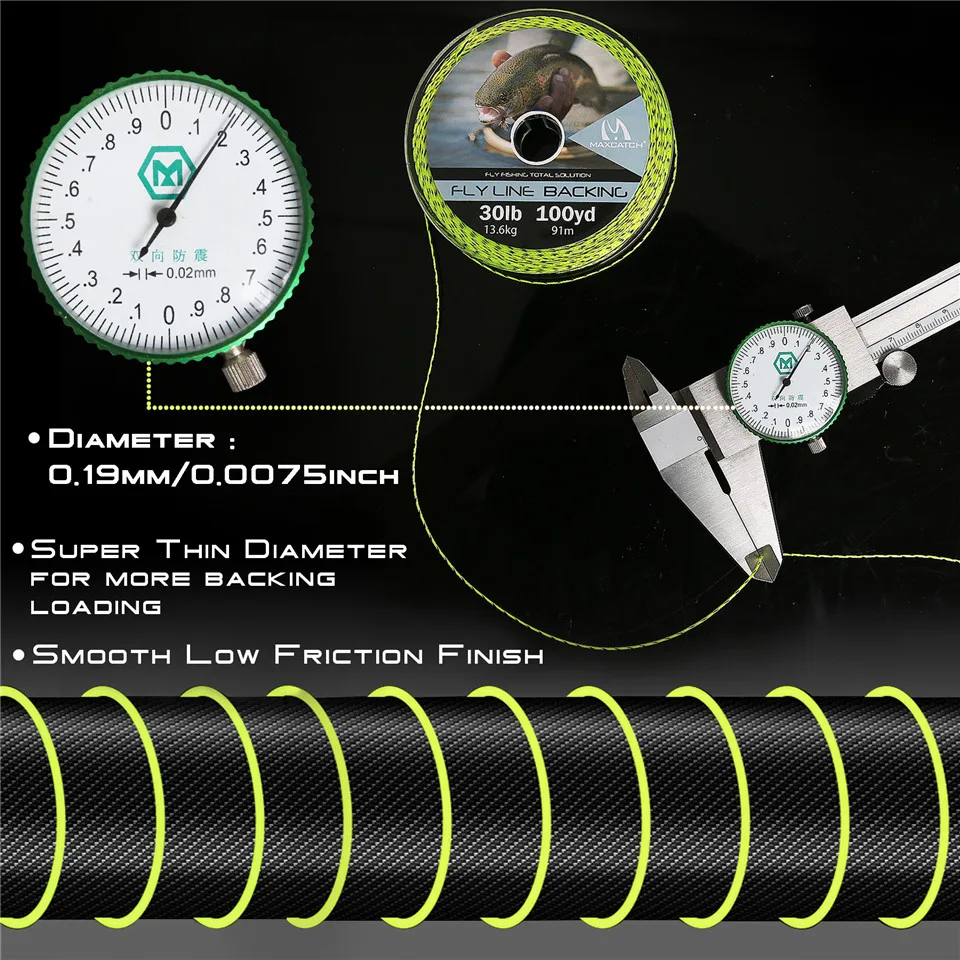 Maximumcatch Backing Fly Line 100/300Yards 20/30LB Multi Color Backing Line Braided Fly Fishing Line