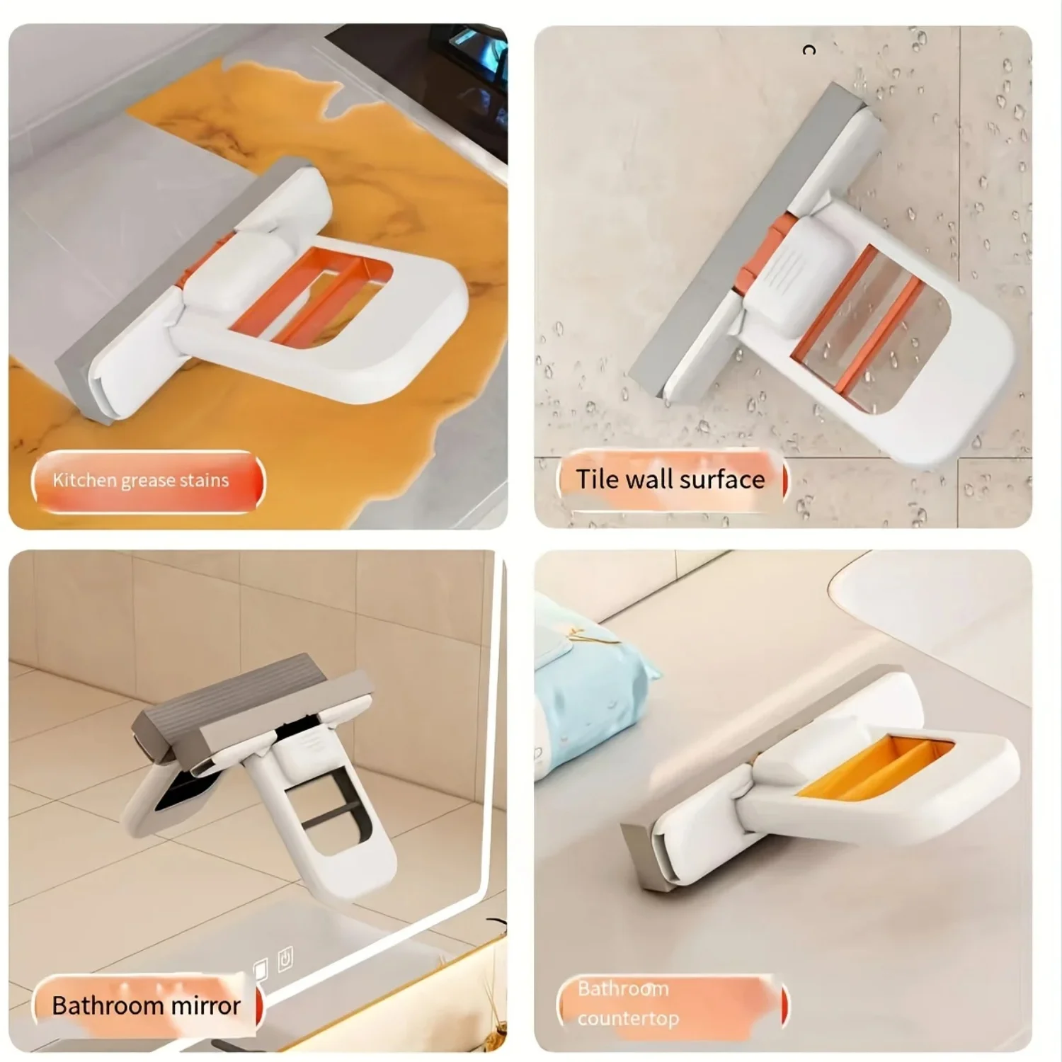 2/8PCS Mop Sponge Sets Self Squeezing Mini Handheld Sponge Mop Foldable Desktop Cleaning Tool for Bathroom Kitchen Glass