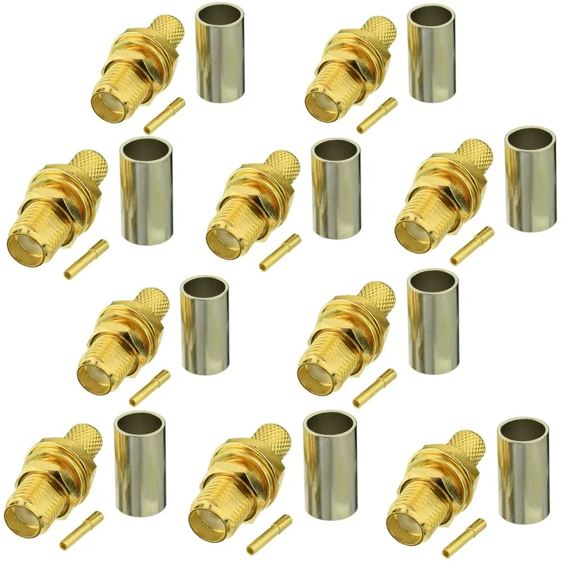 10pcs SMA Male Plug SMA Female RP SMA Male Female Connector Crimp for RG58 LMR195 RG142 RG400