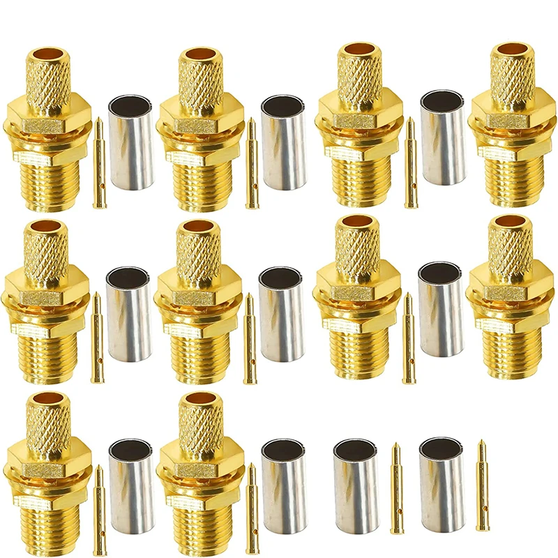 10pcs SMA Male Plug SMA Female RP SMA Male Female Connector Crimp for RG58 LMR195 RG142 RG400