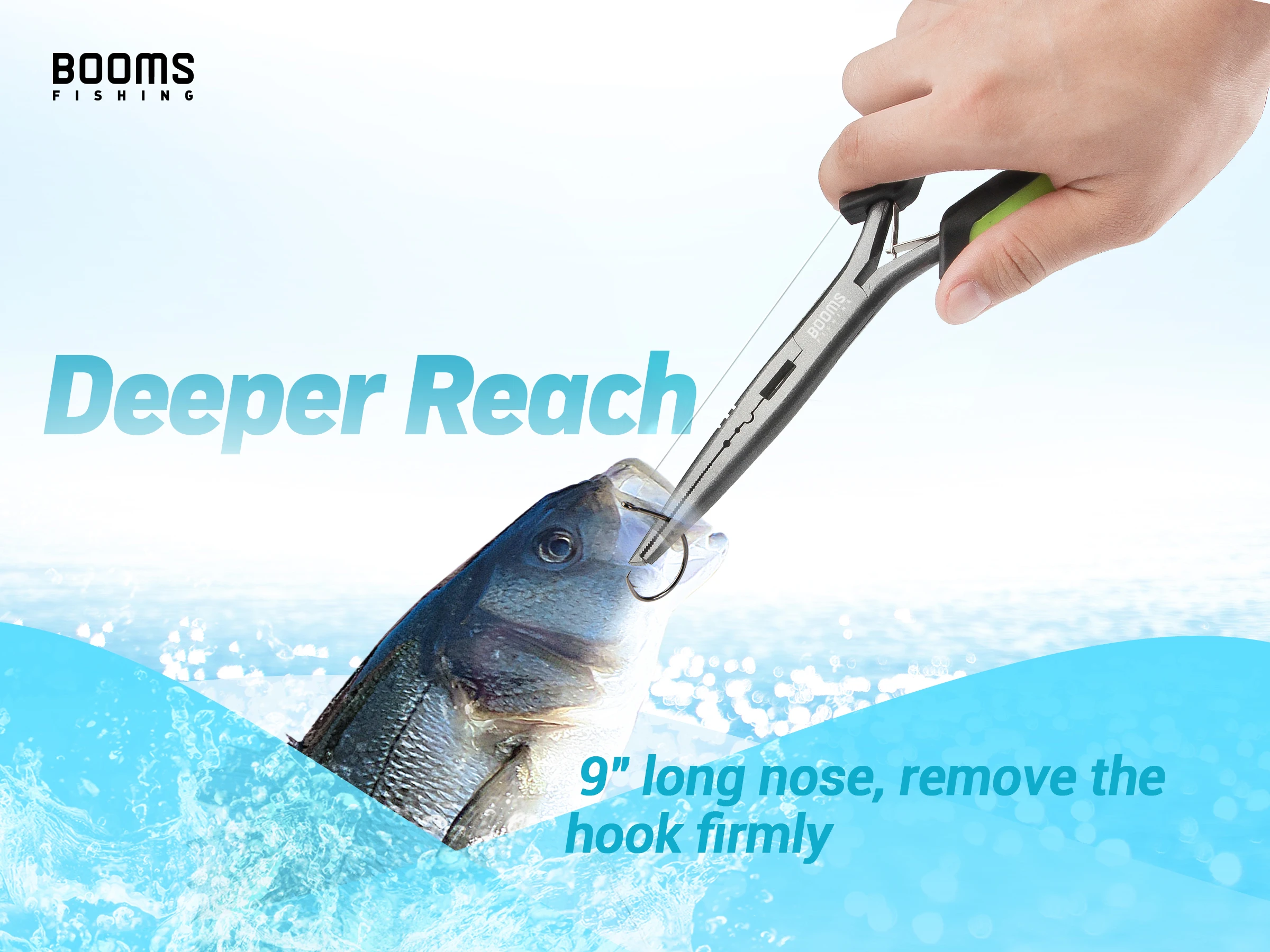Booms Fishing F03 Fisherman's Fishing Pliers 23cm Long Nose Hook Remover Tool Stainless Steel Line Cutter Scissors Fishing Tongs
