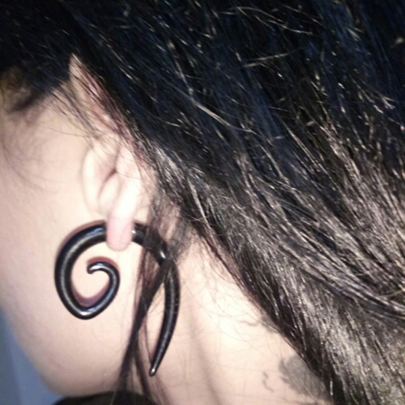 Showlove-2pcs Acrylic Fake Cheater Twist Spiral Ear Taper Gauges Expander Earring plug Body piercing jewelry