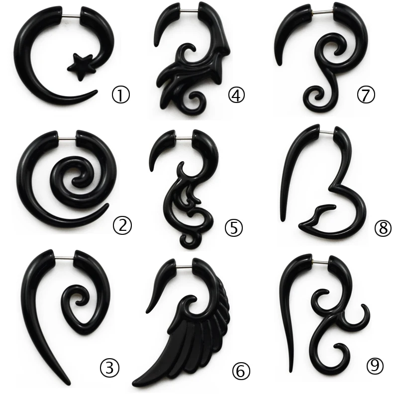 Showlove-2pcs Acrylic Fake Cheater Twist Spiral Ear Taper Gauges Expander Earring plug Body piercing jewelry
