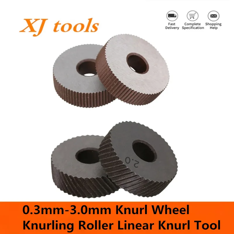 2PCS High Speed Steel 0.6mm/0.8mm/1.0mm/1.2mm/1.5mm/1.8mm/2.0mm Pitch Tool Straight /Diagonal Coarse Knurl Wheel Knurling Roller