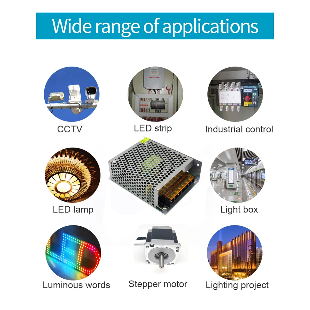 Lighting Transformers DC 5V 12V 24V 36V Power Supply Adapter 5 12 24 36 V 1A 2A 3A 5A 6A 8A 10A 15A 20A LED Driver LED Strip Lab