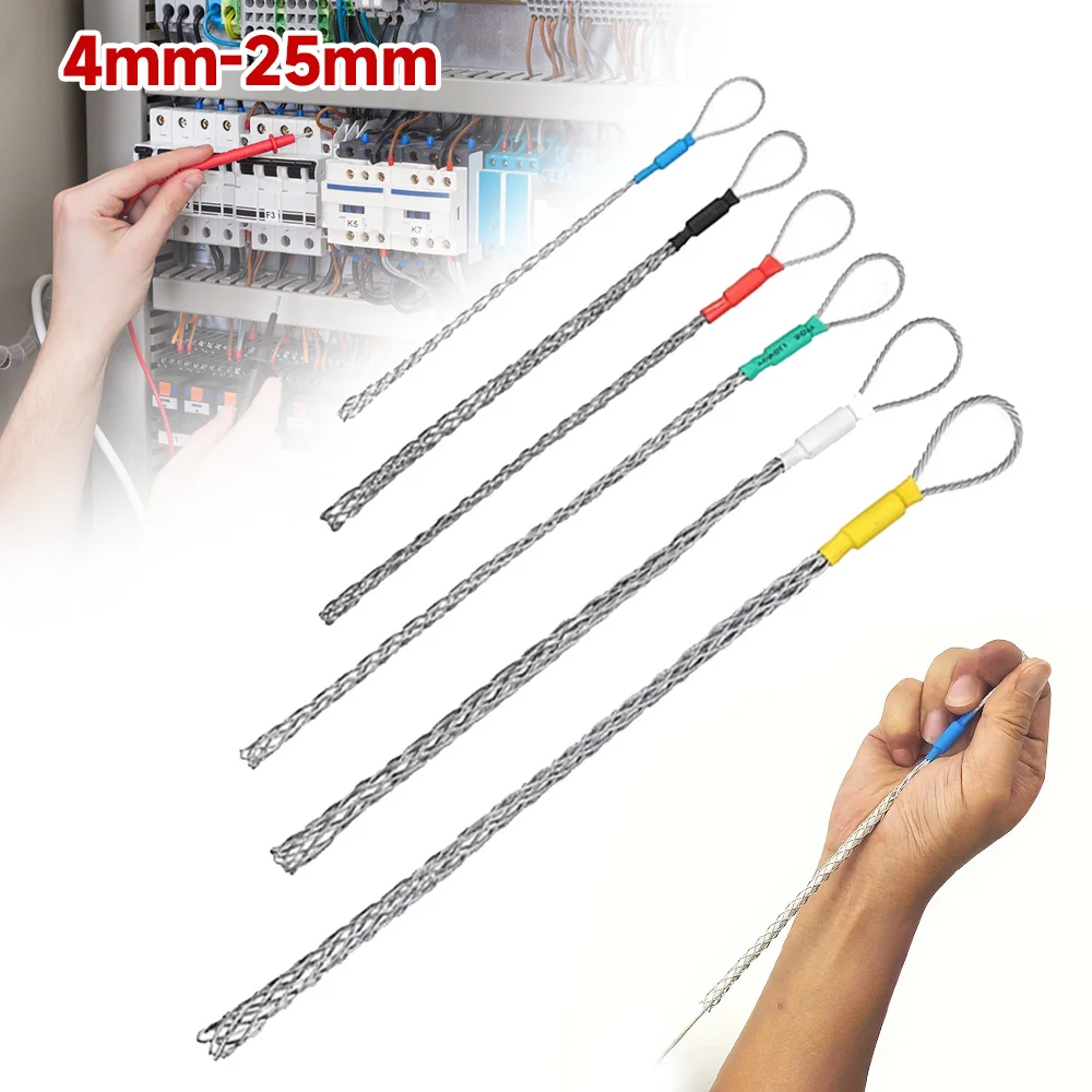 6 Colors Cable Pulling Wire Grip Galvanizing Metal Cable Pulling Socks Mesh Puller Antislip Pipe Conduit Pull Net Cover 4-25mm