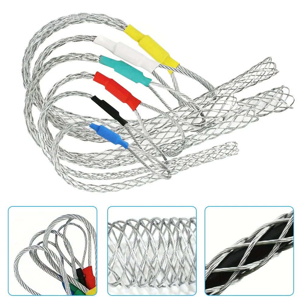 6 Colors Cable Pulling Wire Grip Galvanizing Metal Cable Pulling Socks Mesh Puller Antislip Pipe Conduit Pull Net Cover 4-25mm