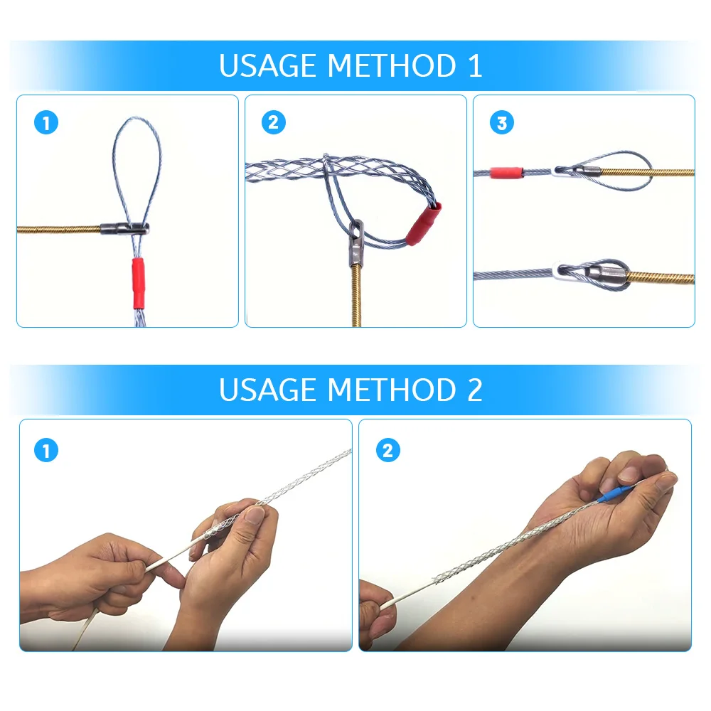 6 Colors Cable Pulling Wire Grip Galvanizing Metal Cable Pulling Socks Mesh Puller Antislip Pipe Conduit Pull Net Cover 4-25mm