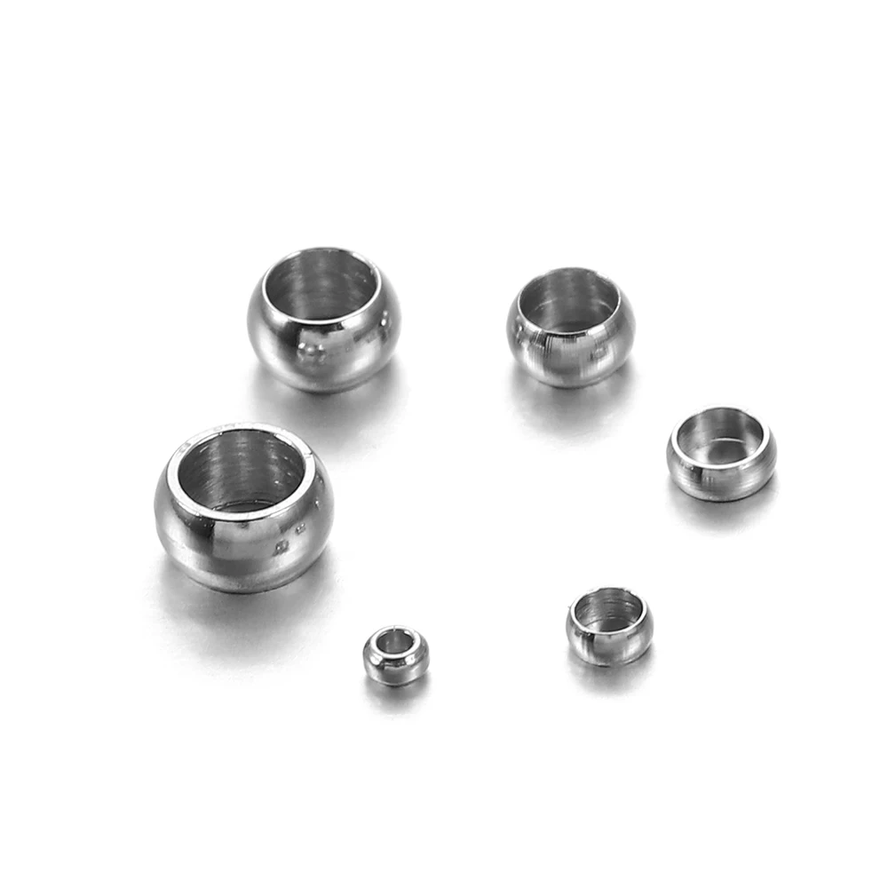 100/120pcs 1.5 2.5 4mm Stopper Spacer Beads Stainless Steel Big Hole Ball Crimp End Beads For Diy Jewelry Making Accessories