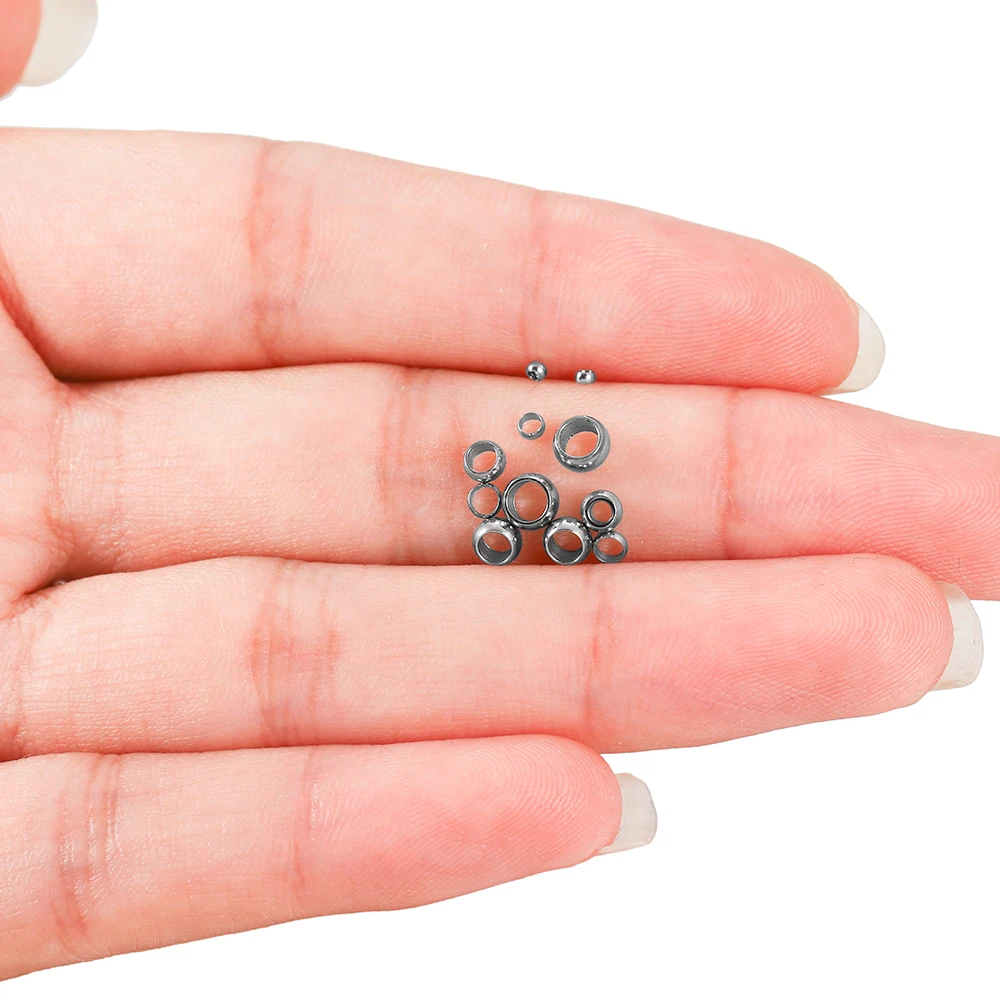 100/120pcs 1.5 2.5 4mm Stopper Spacer Beads Stainless Steel Big Hole Ball Crimp End Beads For Diy Jewelry Making Accessories