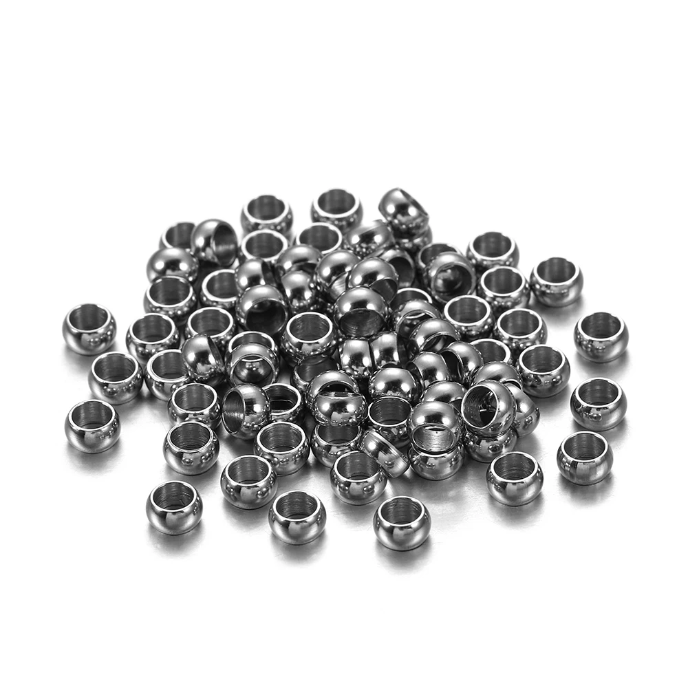 100/120pcs 1.5 2.5 4mm Stopper Spacer Beads Stainless Steel Big Hole Ball Crimp End Beads For Diy Jewelry Making Accessories