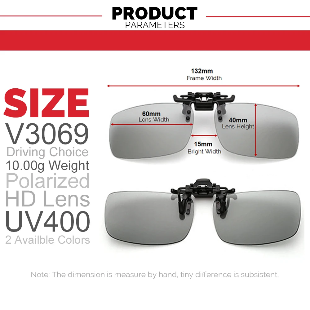 VIVIBEE Polarized Square Flip Up Clip on Sunglasses for Night Driving Lens Men Photochromic Women Fishing Sun Glasses