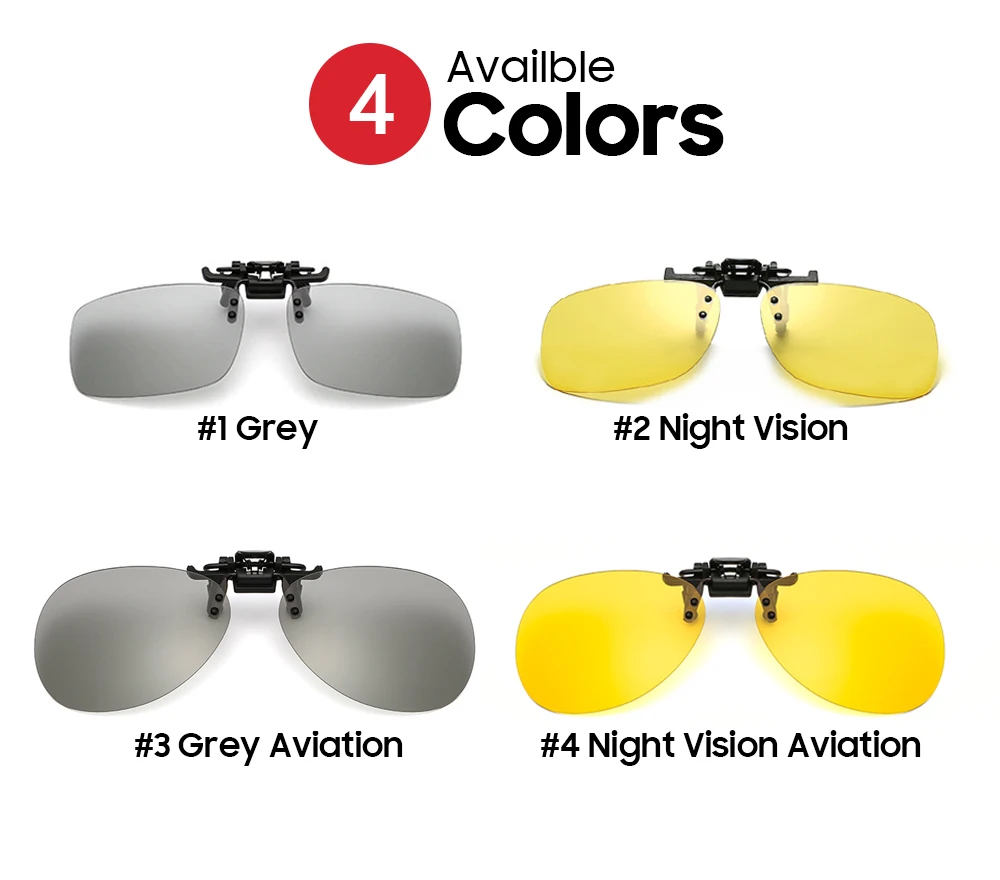 VIVIBEE Polarized Square Flip Up Clip on Sunglasses for Night Driving Lens Men Photochromic Women Fishing Sun Glasses