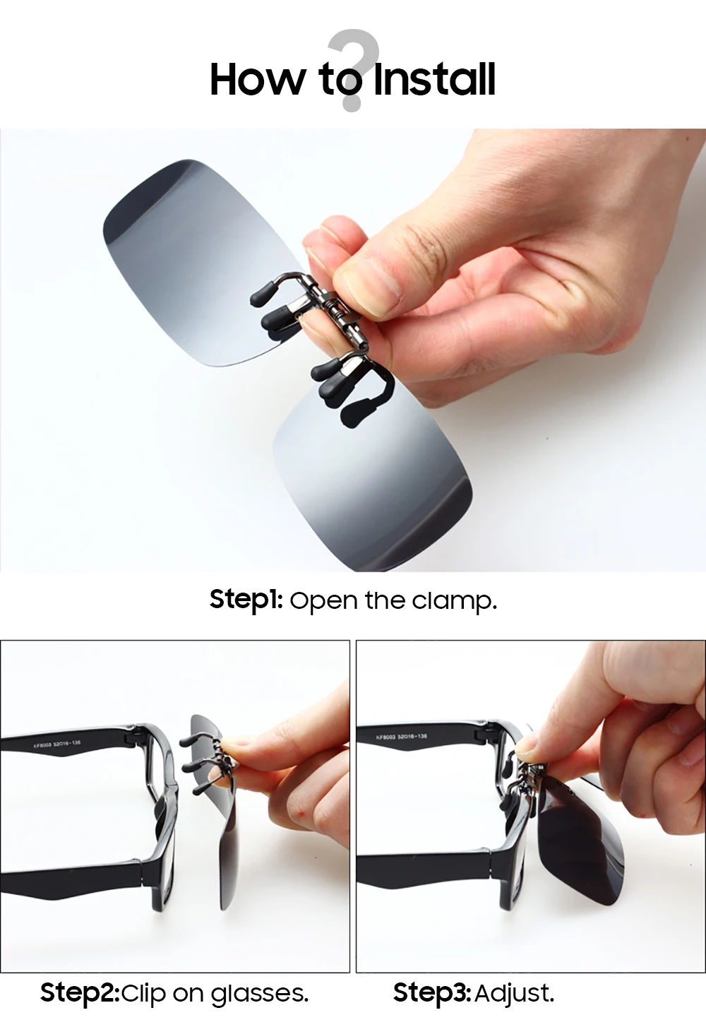 VIVIBEE Polarized Square Flip Up Clip on Sunglasses for Night Driving Lens Men Photochromic Women Fishing Sun Glasses