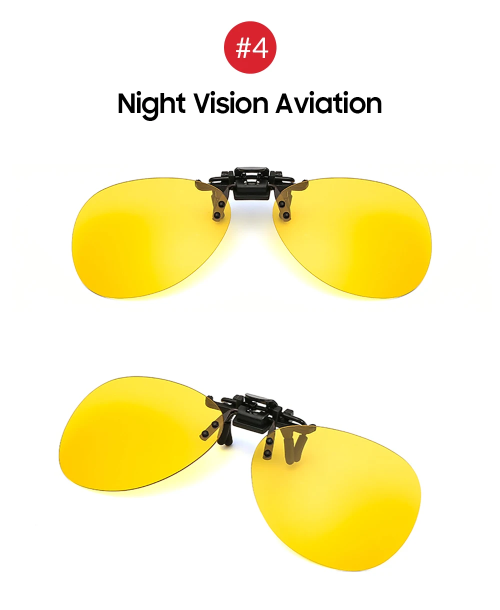 VIVIBEE Polarized Square Flip Up Clip on Sunglasses for Night Driving Lens Men Photochromic Women Fishing Sun Glasses