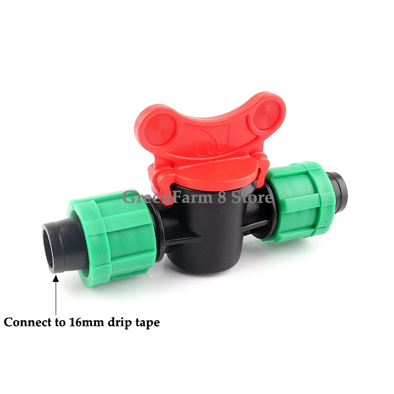 5-15pcs 16mm Drip Tape Valve Micro Irrigation Watering Save Labyrinth Type Joints Valve Connect to 16mm Drip Tape Hose