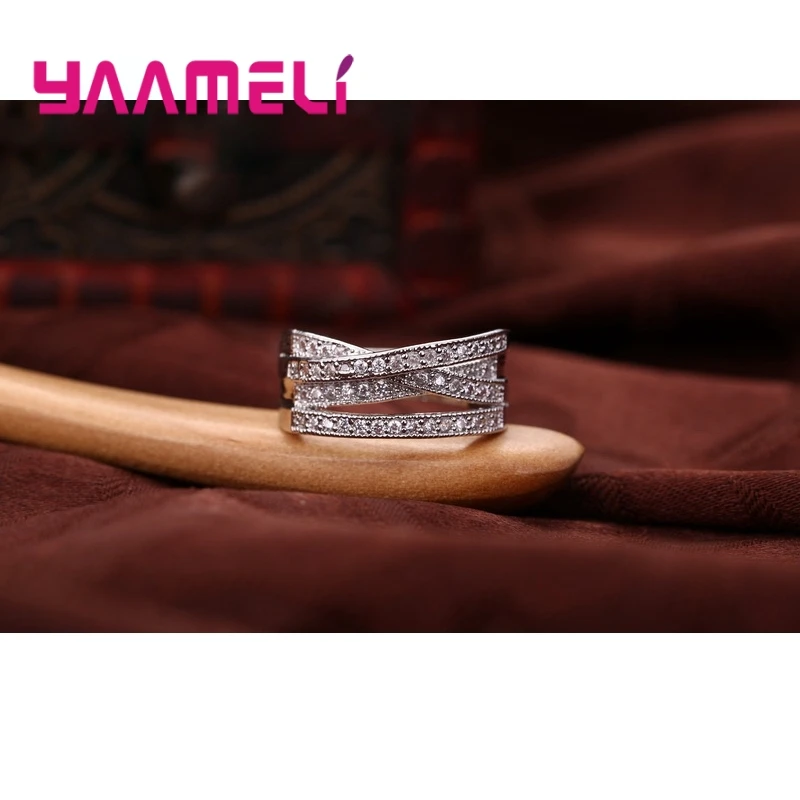 Fashion Women Men Rings 925 Sterling Silver Jewelry Crystal Inlay Overpass Bague Bijoux Dropshipping 5-6-7-8-9-10-11-12-13