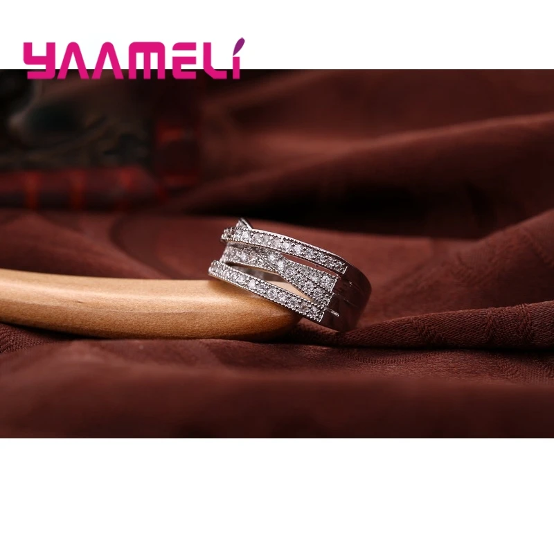 Fashion Women Men Rings 925 Sterling Silver Jewelry Crystal Inlay Overpass Bague Bijoux Dropshipping 5-6-7-8-9-10-11-12-13