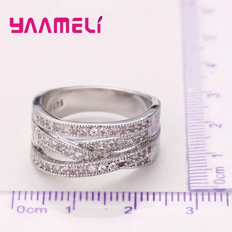 Fashion Women Men Rings 925 Sterling Silver Jewelry Crystal Inlay Overpass Bague Bijoux Dropshipping 5-6-7-8-9-10-11-12-13