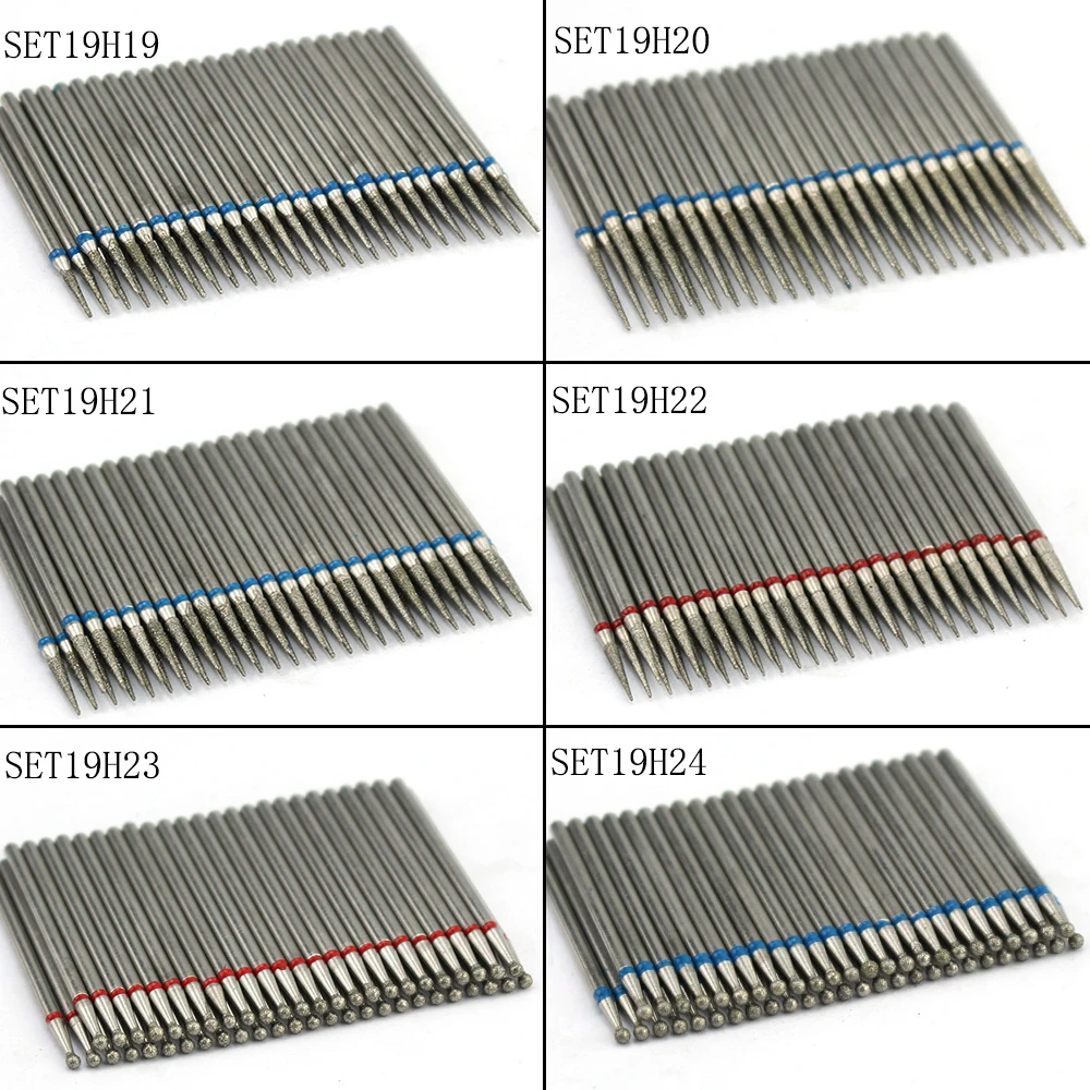 50pc Diamond Nail Drill Cuticle Clean Bit Set Milling Cutter for Manicure Electric Cutter Bits Accessories Dead Skin Remove